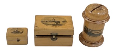 Lot 347 - MAUCHLINE WARE; a cylindrical money box,...
