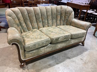 Lot 707 - An Art Deco cloud back sofa with veneered show...