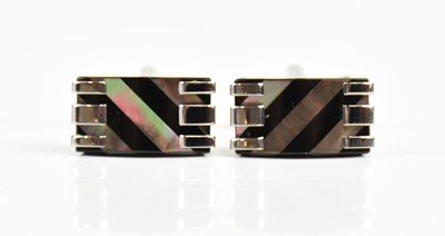 Lot 1630 - MONTBLANC; a pair of stainless steel cufflinks.