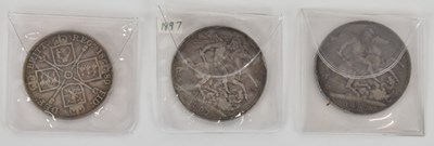 Lot 1415 - Two Victoria crowns, 1897, old head, and a...