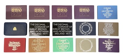 Lot 1423 - ROYAL MINT; fourteen cased year sets including...