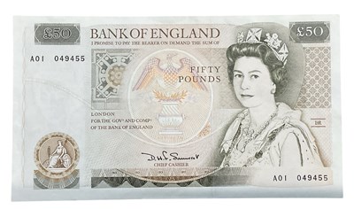 Lot 1406 - A brown Somerset Bank of England fifty pound...