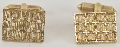 Lot 1270 - A pair of 9ct yellow gold cufflinks, with...