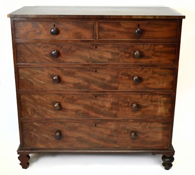 Lot 1623 - A 19th century mahogany chest of two short over four long drawers