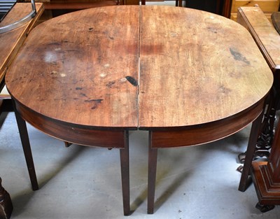 Lot 33 - A George III mahogany D-end dining table,...