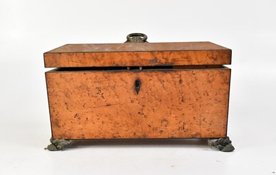 Lot 621 - A 19th century burr walnut tea caddy of...