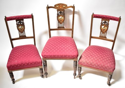 Lot 15 - Six Edwardian inlaid bone and satinwood salon...
