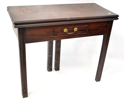 Lot 5 - A 19th century mahogany fold-over tea table,...