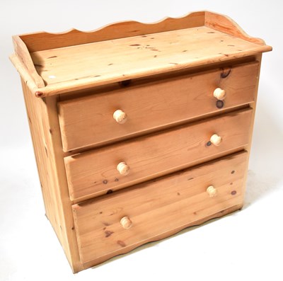Lot 97 - A Victorian-style pine wash stand with three...