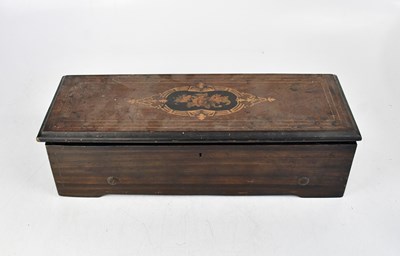 Lot 774 - A 19th century rosewood music box, with inlaid...