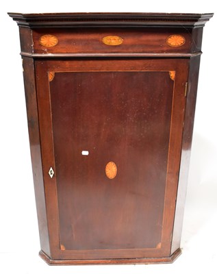 Lot 93 - A Sheraton-style inlaid mahogany corner...