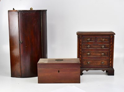 Lot 614 - An apprentice piece miniature oak faux chest...