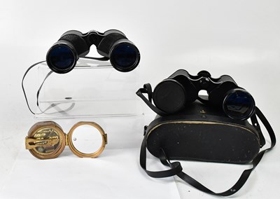 Lot 233 - A brass cased Natural Sine compass, together...