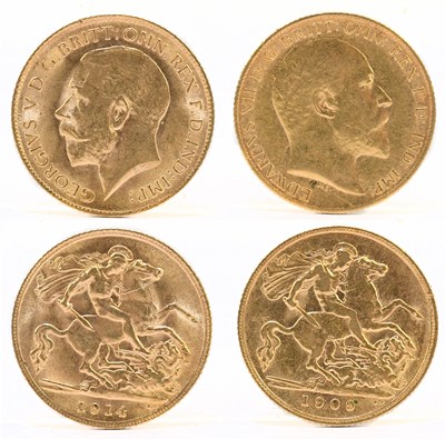 Lot 1857 - An Edward VII half sovereign, 1909, and a...