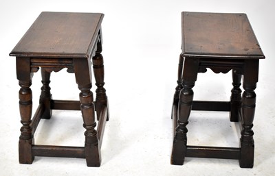Lot 1618 - Two early 20th century joint stools on turned column supports