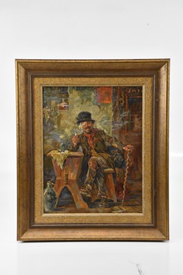 Lot 2646 - UNATTRIBUTED; oil on board, seated vagrant,...
