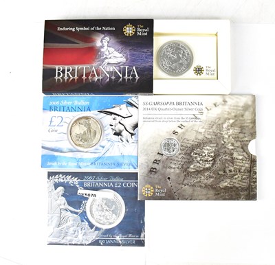 Lot 973 - THE ROYAL MINT; three Britannia 1oz silver...