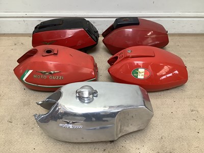 Lot 2008 - A collection of five Moto Guzzi fuel tanks (5).