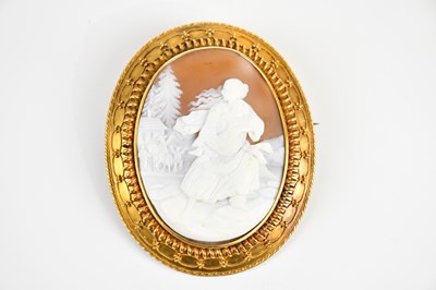 Lot 1580 - A Victorian yellow metal framed carved cameo...