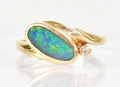 Lot 1024 - A 14ct yellow gold ring set with a boulder...
