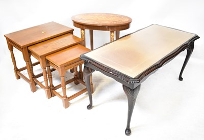 Lot 26 - A nest of three reproduction oak tables, the...
