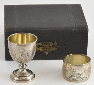 Lot 1146 - A cased German 800 grade silver Christening...