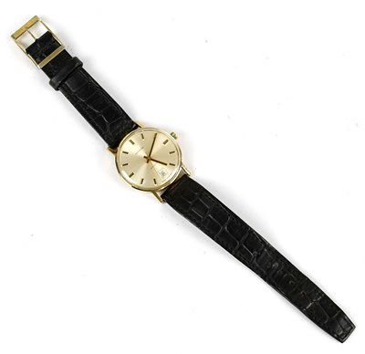 Lot 1663 - GARRARD; a gentleman's 9ct gold wristwatch,...