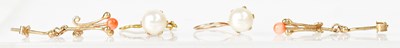 Lot 1376 - A pair of 9ct yellow gold drop earrings, each...