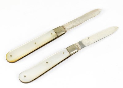 Lot 842 - Two George V hallmarked silver fruit knives...