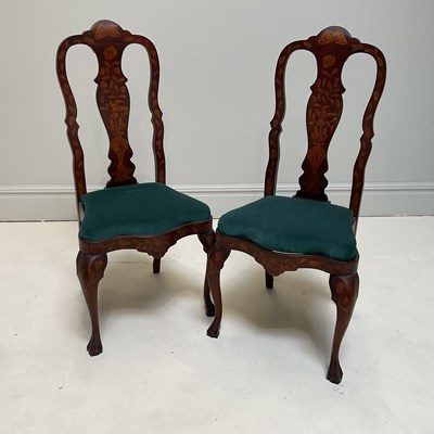 Lot 1105 - A pair of 19th century Dutch marquetry inlaid...