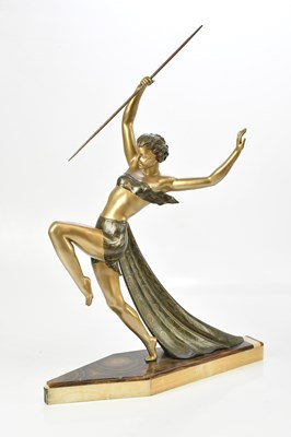 Lot 1609 - AFTER LIMOUSIN; an Art Deco bronzed spelter...