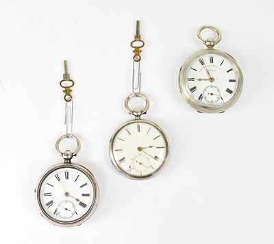 Lot 1159 - Three open face key wind pocket watches,...