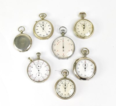 Lot 363 - Six military issued crown wind stop watches...