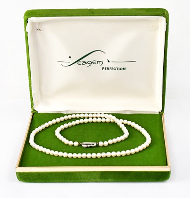 Lot 1092 - A 'Seagem Perfection' single-strand pearl...