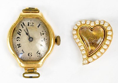 Lot 1106 - An 18ct yellow gold wristwatch, the dial set...