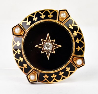 Lot 1060 - A Victorian yellow metal mourning brooch, with...