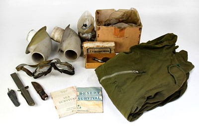 Lot 493 - RAF; various aeroplane parts, flight goggles,...