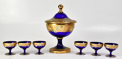 Lot 562 - An early 20th century Bohemia cobalt blue...