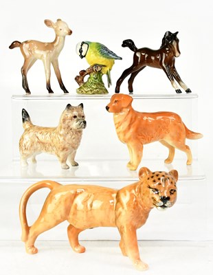 Lot 161 - Six Beswick animal figures comprising a lion...