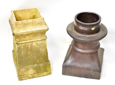 Lot 136 - Two salt glazed chimney pots, one with brown...