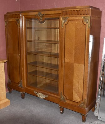 Lot 1557 - An early 20th century Belgian inlaid oak inverted breakfront bookcase