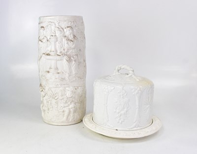 Lot 212 - A Victorian blanc-de-chine pottery cheese dish...