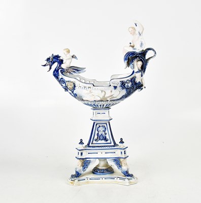 Lot 216 - A 19th century Dresden porcelain blue and...