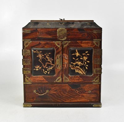 Lot 555 - A Japanese inlaid and lacquered wooden...