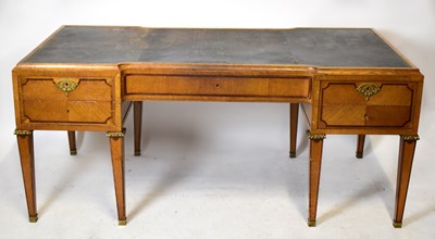 Lot 1561 - An early 20th century Belgian inlaid oak flat top desk