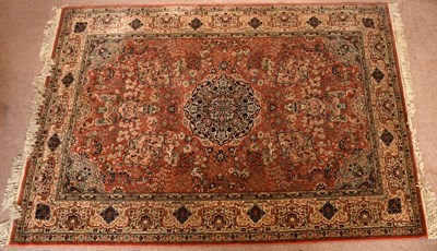 Lot 2671 - An orange ground Belgian Prado 'Taj Mahal' rug...