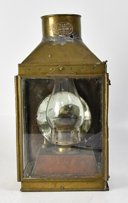 Lot 147 - W. M. HARVEY; a vintage brass oil lamp, with...