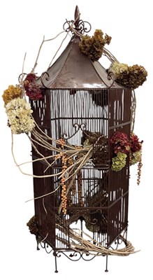Lot 110 - A large modern wrought iron bird cage, height...