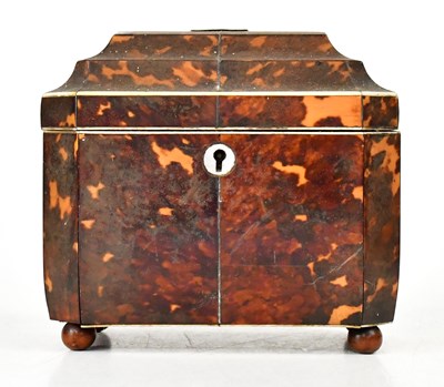 Lot 670 - A Georgian tortoiseshell tea caddy of...
