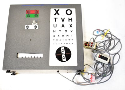 Lot 634 - An optician's eye test light box, 53 x 58 x 19cm.